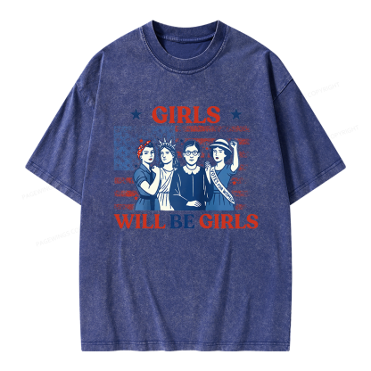 Pagewings Girls Will be Girls Unisex Washed T-shirt