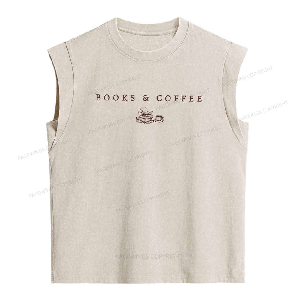 Pagewings Books and Coffee Women's Washed Tank Top