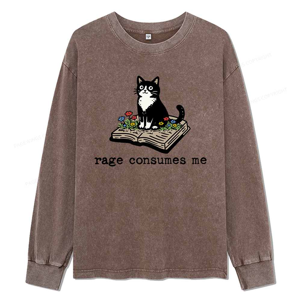 Pagewings Rage Consumes Me Unisex Washed Long Sleeve T-shirt