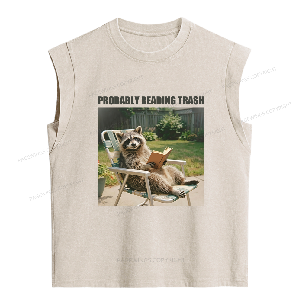 Pagewings Probably Reading Trash Women's Washed Tank Top