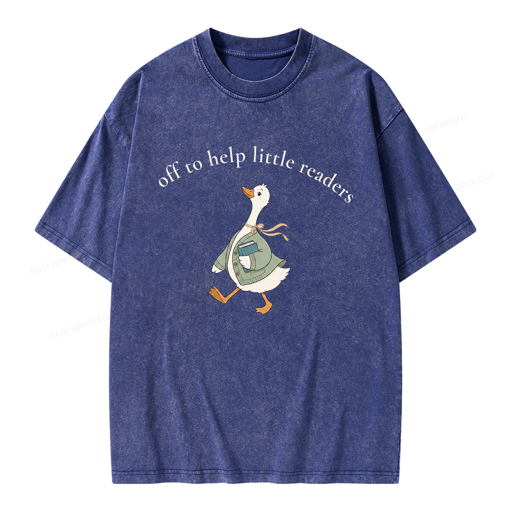 Pagewings Off To Help Little Readers Unisex Washed T-shirt