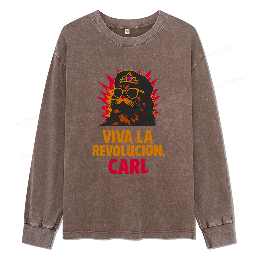 Pagewings Viva La Revolucion Unisex Washed Long Sleeve T-shirt