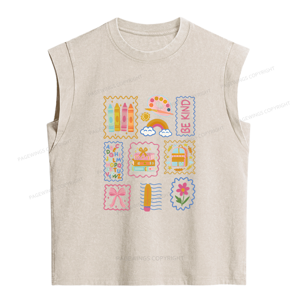 Pagewings Cute Be Kind Women's Washed Tank Top