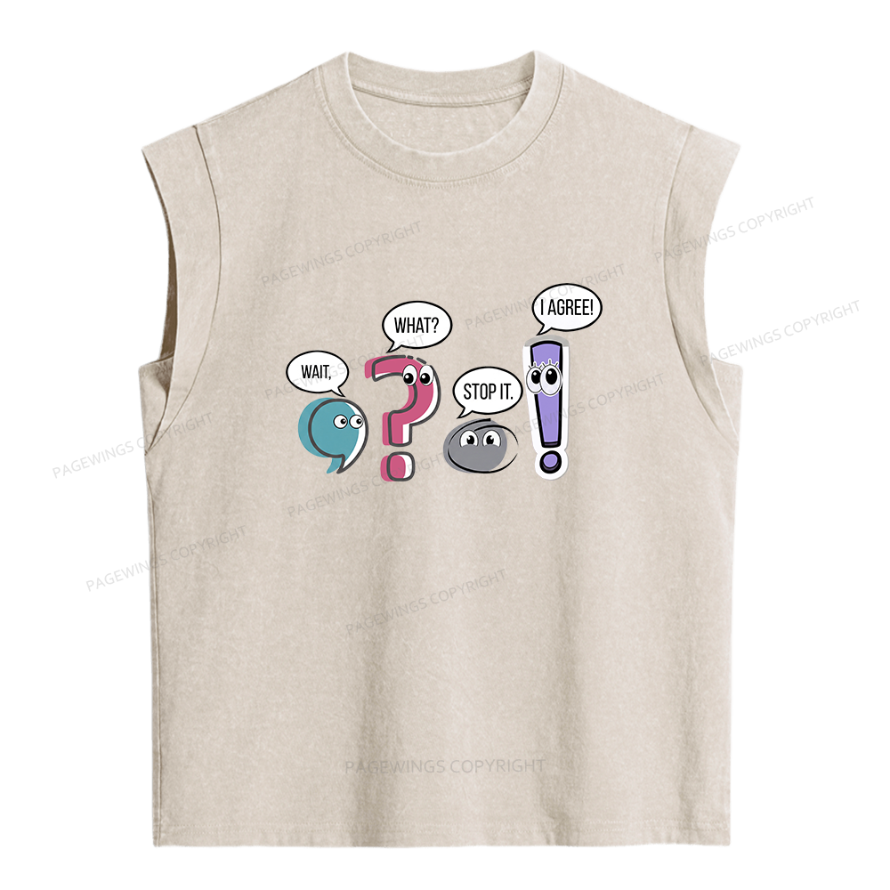 Pagewings Funny Grammar Women's Washed Tank Top