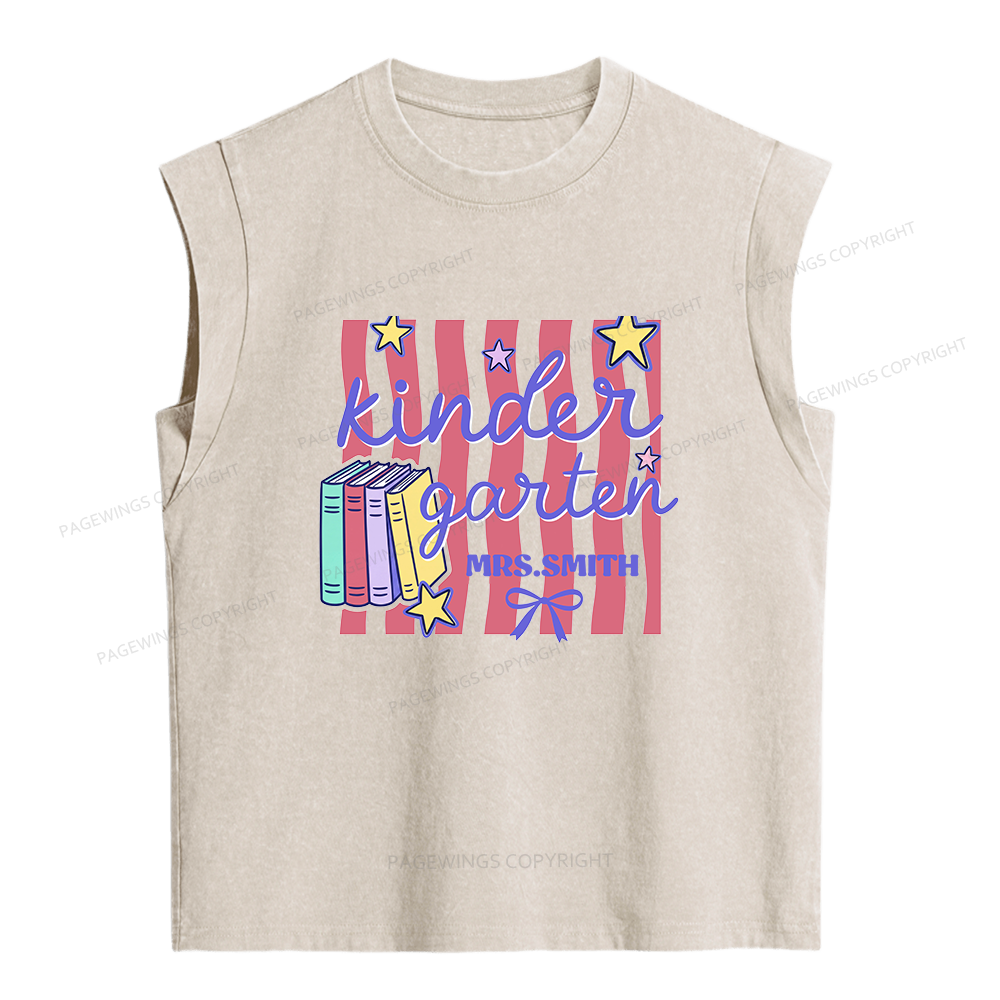 Pagewings Personalized Kindergarten Teacher Women's Washed Tank Top