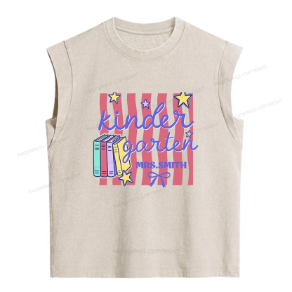 Pagewings Personalized Kindergarten Teacher Women's Washed Tank Top