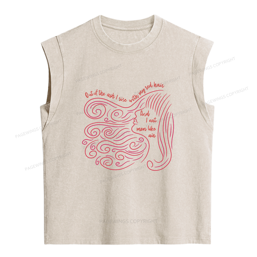Pagewings Out Of The Ash I Rise With My Red Hair Women's Washed Tank Top