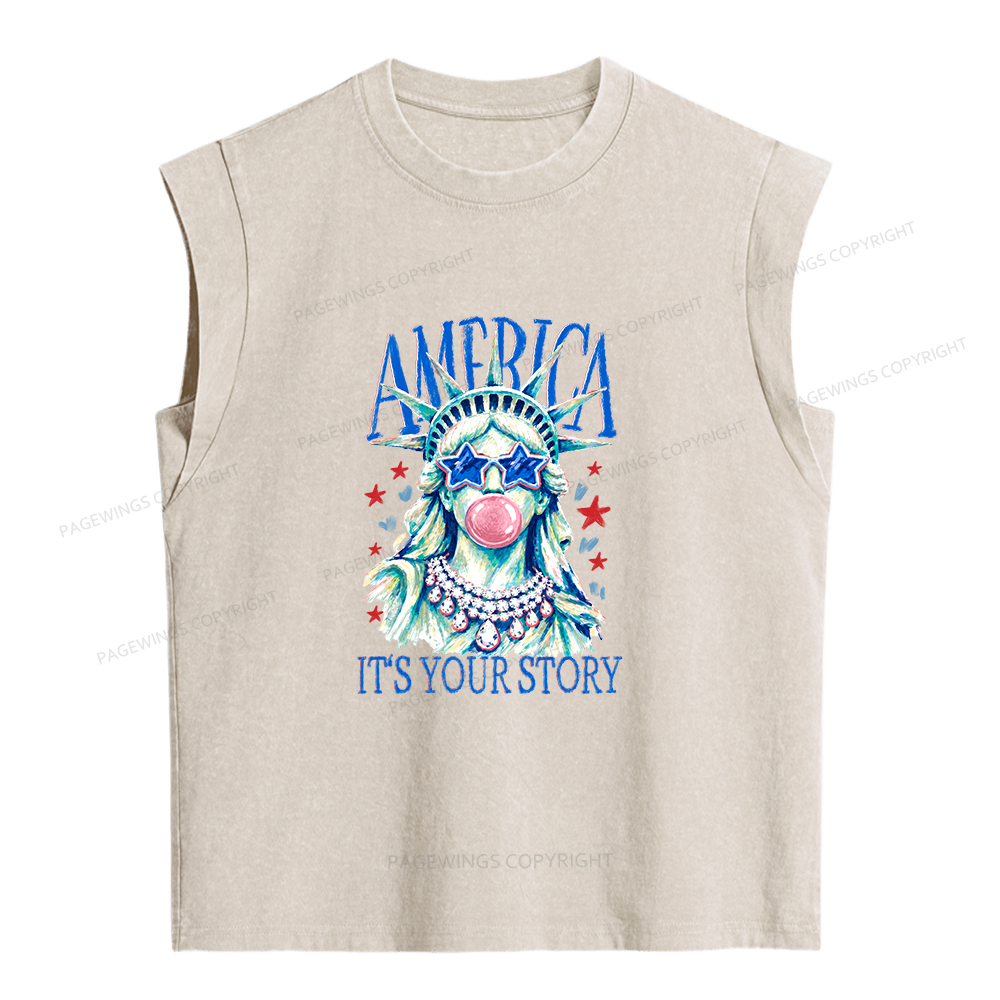 Pagewings America Statue of Liberty Women's Washed Tank Top