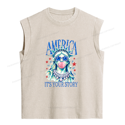Pagewings America Statue of Liberty Women's Washed Tank Top