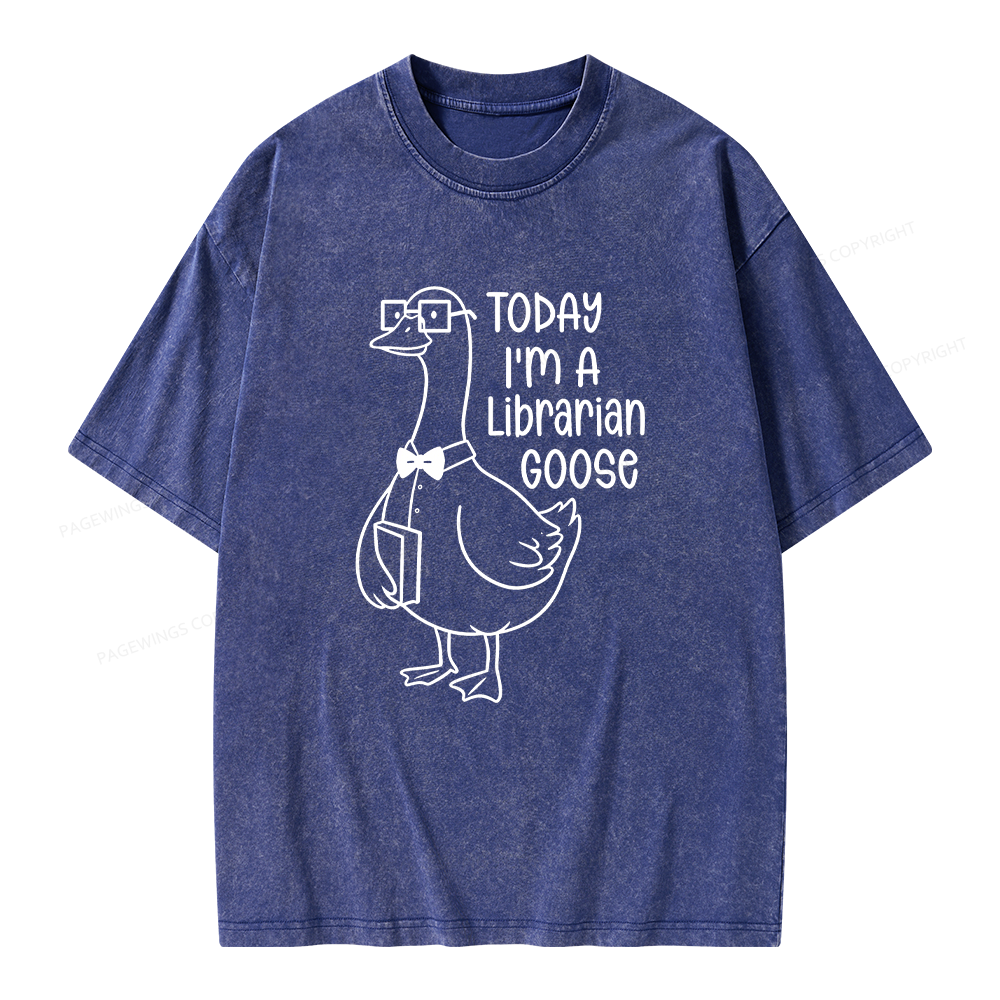 Pagewings Today I’m a Librarian Goose Unisex Washed T-shirt