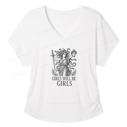 Pagewings Girls Will Be Girls Soft Women's Modal V-neck T-shirt  