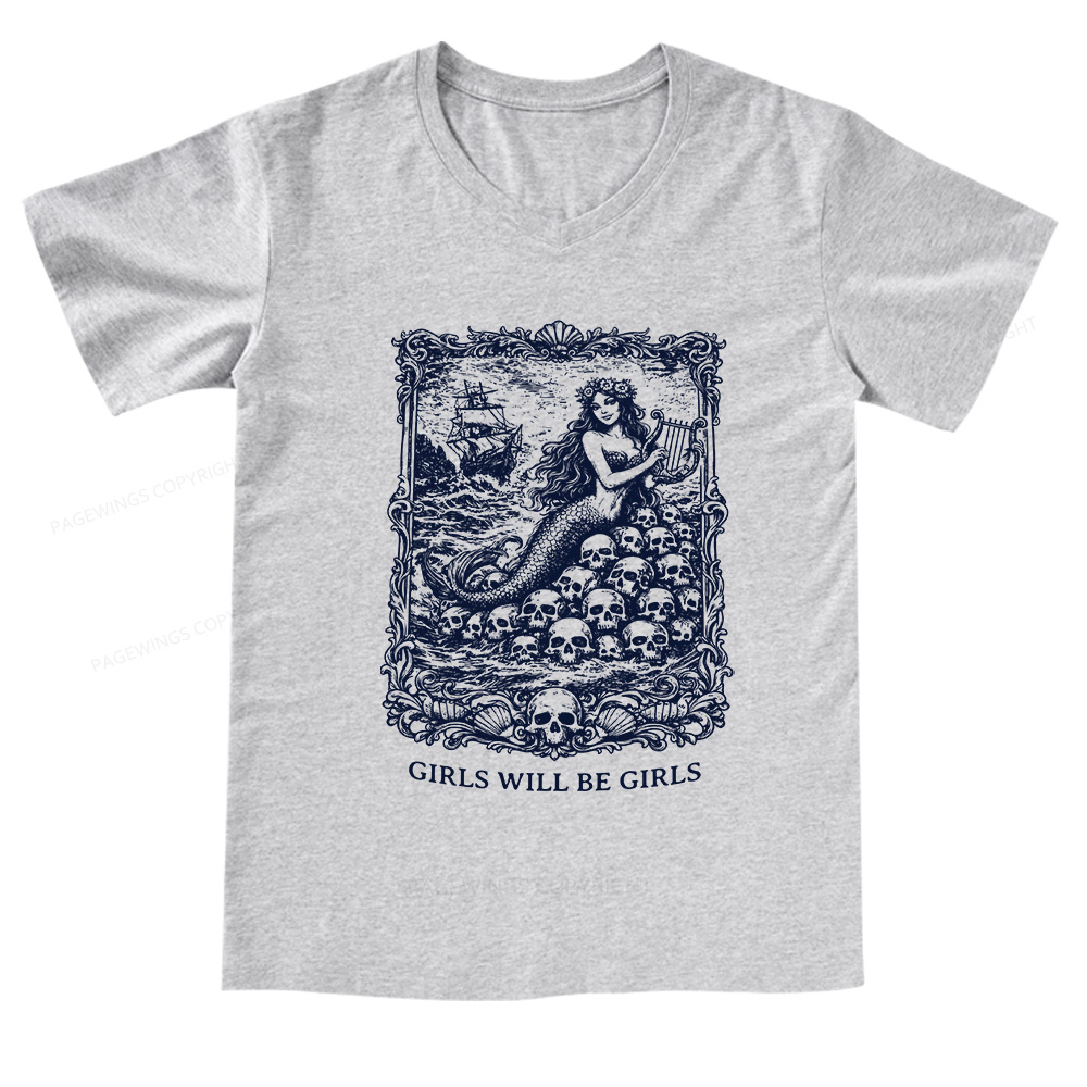 Pagewings Girls Will Be Girls V-neck T-shirt