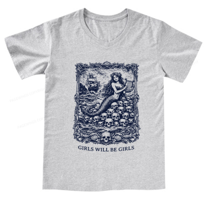 Pagewings Girls Will Be Girls V-neck T-shirt