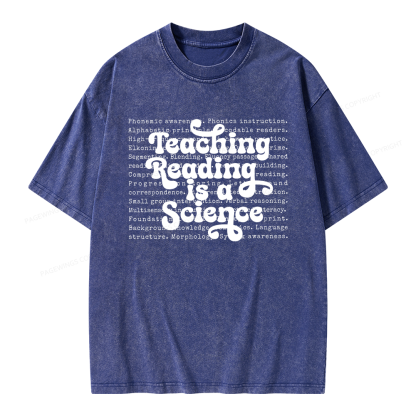Pagewings Science of Reading Literacy Unisex Washed T-shirt