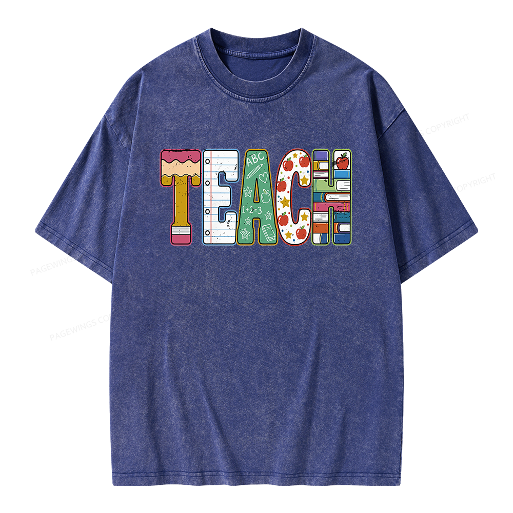 Pagewings Back to School Unisex Washed T-shirt