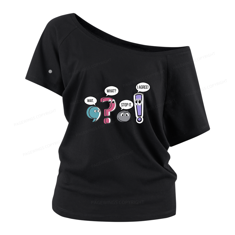 Pagewings Funny Grammar Women Off Shoulder T-shirts