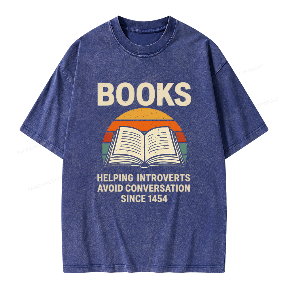Pagewing Books Helping Introverts Avoid Conversation Unisex Washed T-shirt