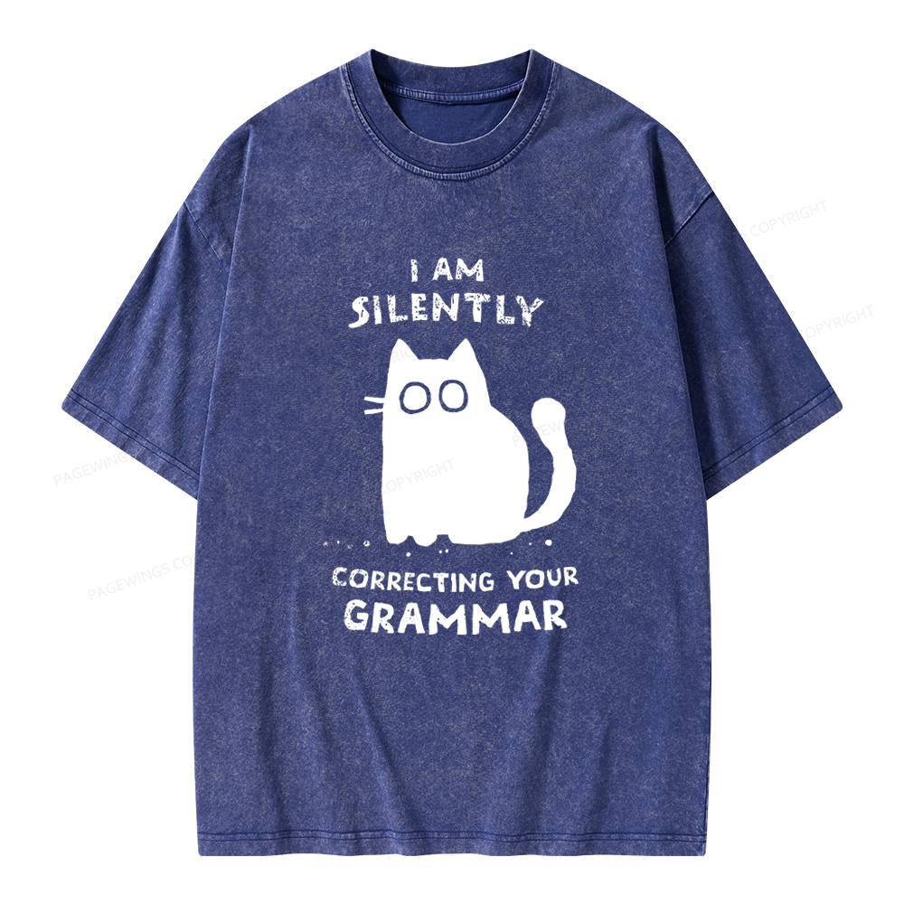 Pagewing Silently Correcting Your Grammar Unisex Washed T-shirt