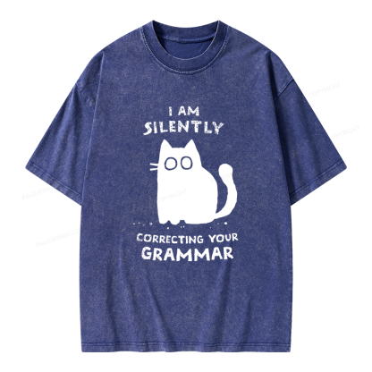Pagewing Silently Correcting Your Grammar Unisex Washed T-shirt