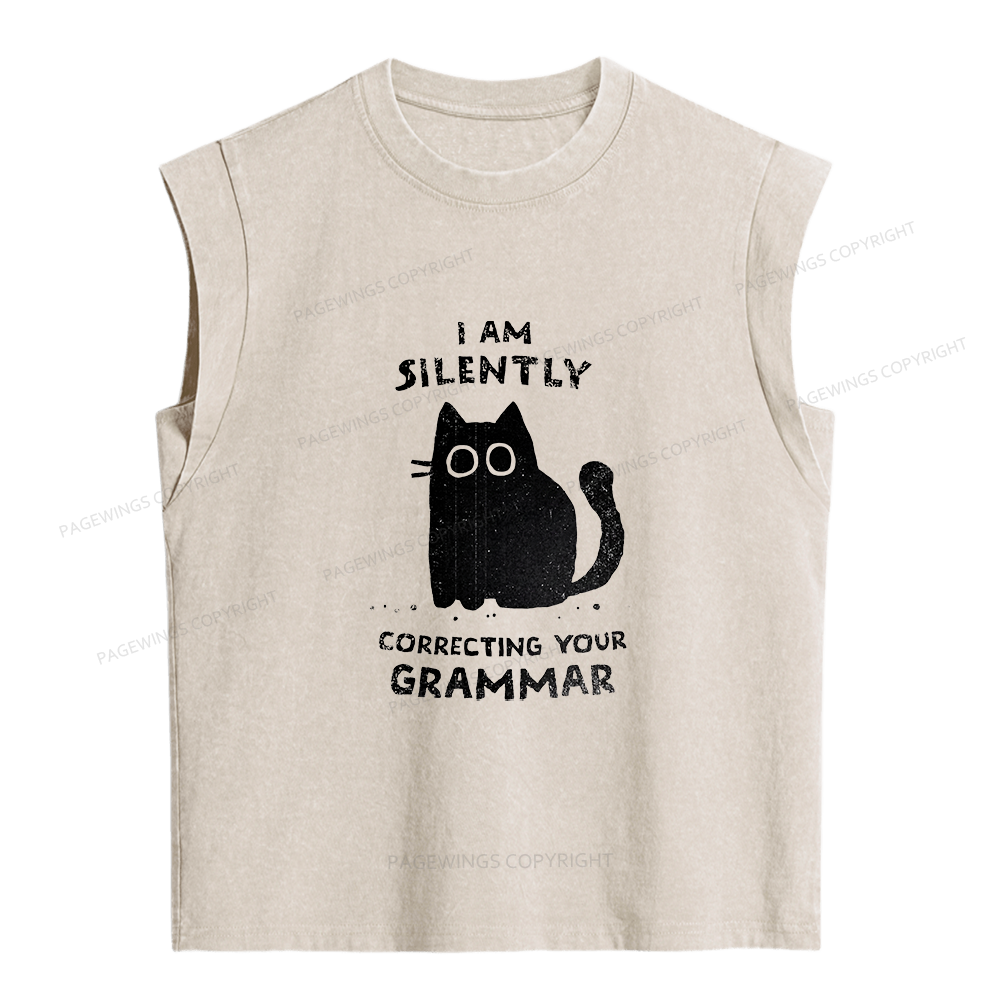 Pagewing Correcting Your Grammar Women's Washed Tank Top