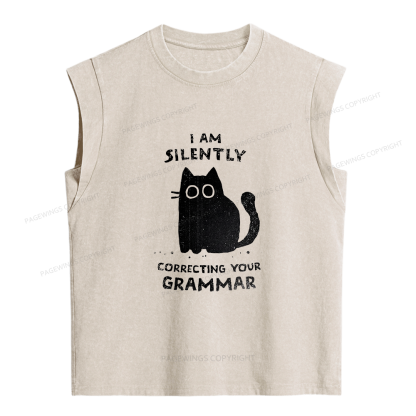 Pagewing Correcting Your Grammar Women's Washed Tank Top