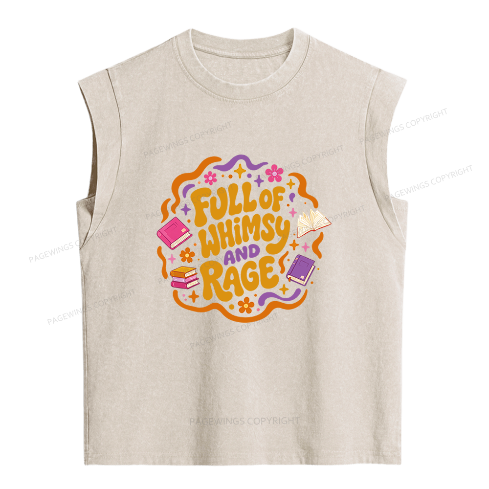 Pagewing Full Of Whimsy And Rage Women's Washed Tank Top