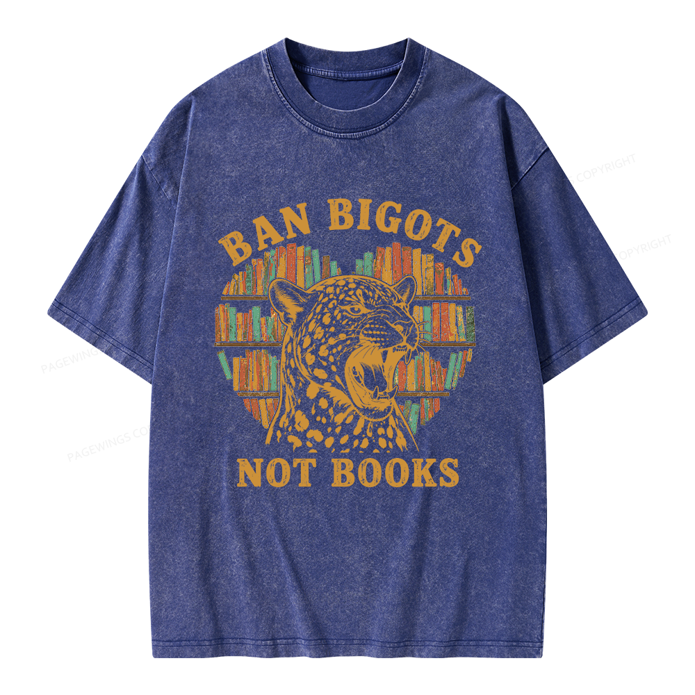 Pagewing Ban Bigots Not Books Unisex Washed T-shirt