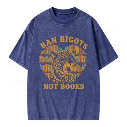 Pagewing Ban Bigots Not Books Unisex Washed T-shirt