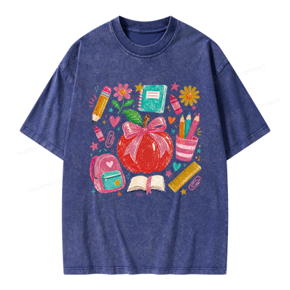 Pagewing Trendy Back to School Unisex Washed T-shirt