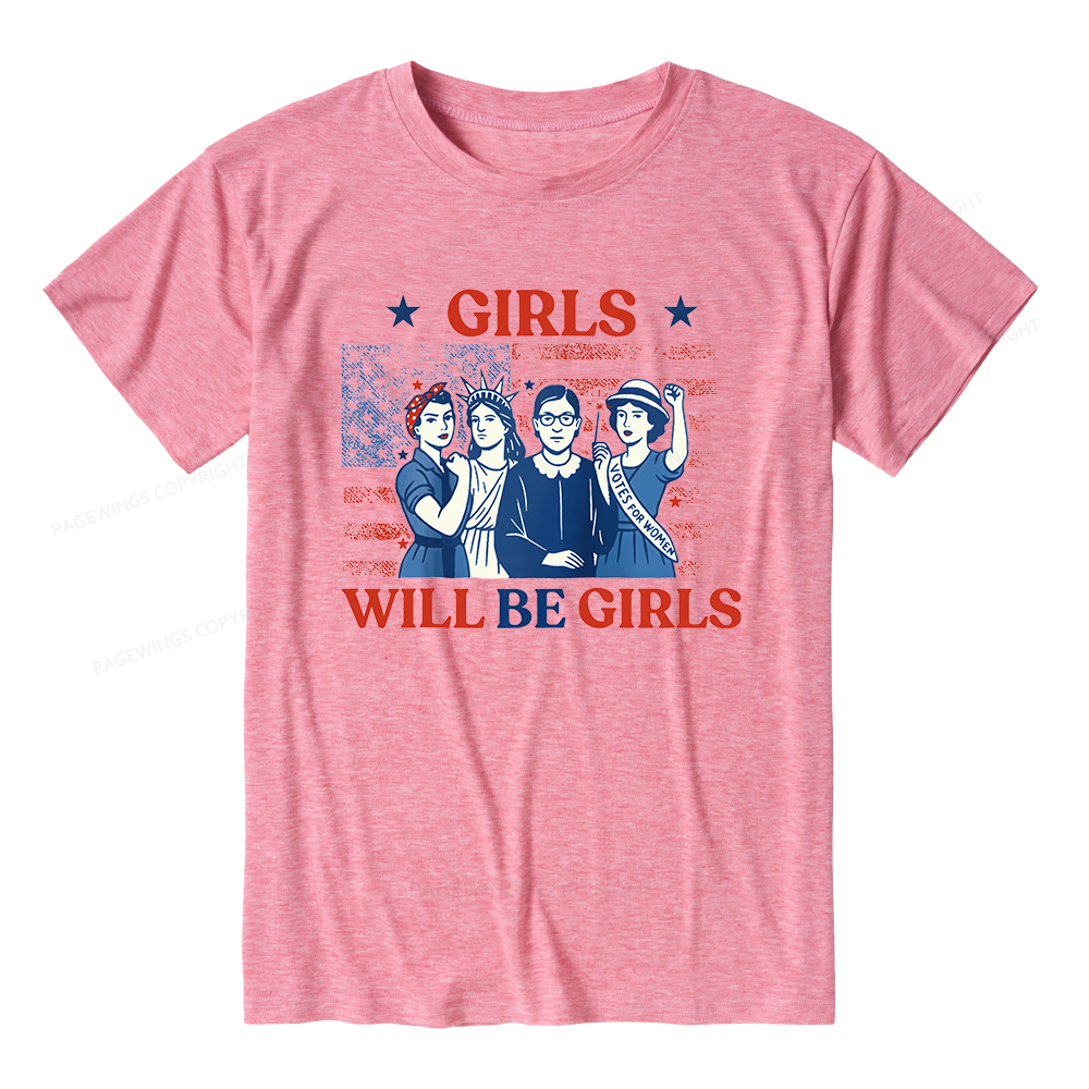 Pagewings Soft Girls Will be Girls Unisex Heather T-Shirt
