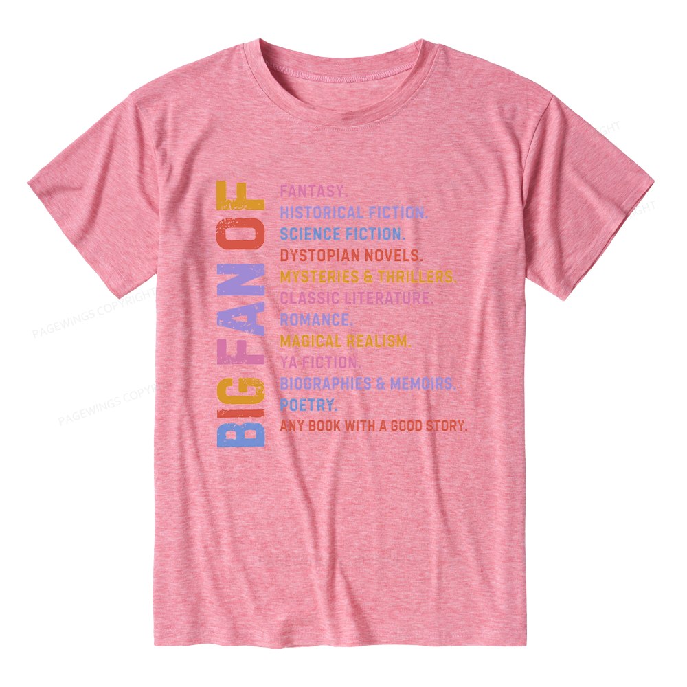 Pagewings Soft Big Fan of Books Unisex Heather T-Shirt