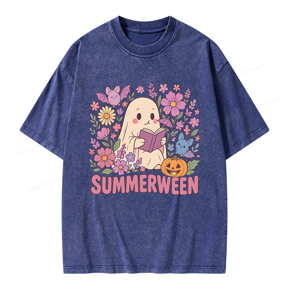 Pagewing Ghost Summerween Unisex Washed T-shirt