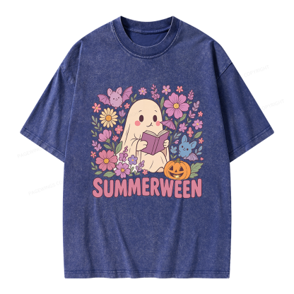 Pagewing Ghost Summerween Unisex Washed T-shirt