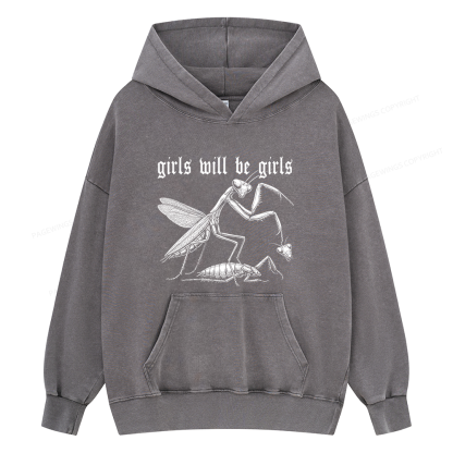 Pagewings Girls Will Be Girls Unisex Washed Hoodie