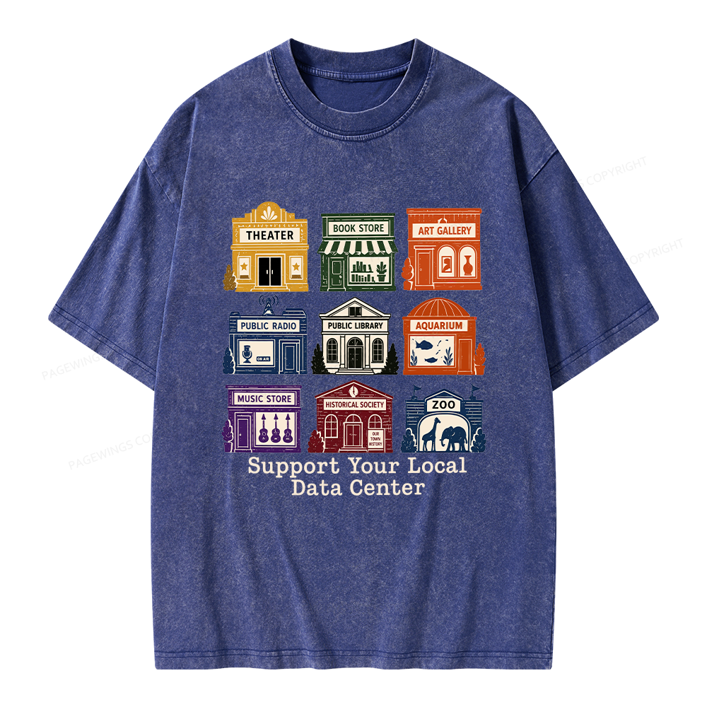 Pagewing Support Your Local Data Center Unisex Washed T-shirt