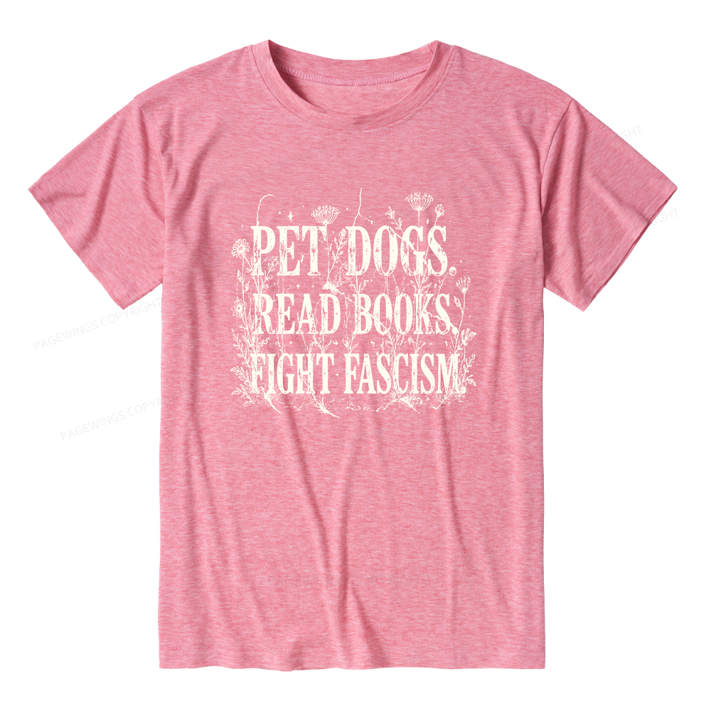 Pagewings Soft Anti Fascism Book Lover Unisex Heather T-Shirt