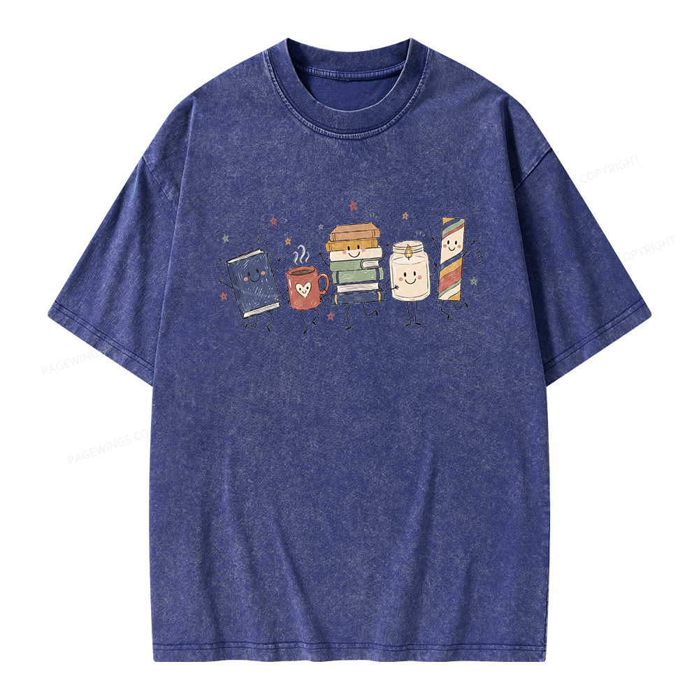 Pagewing Reading Doodle Unisex Washed T-shirt