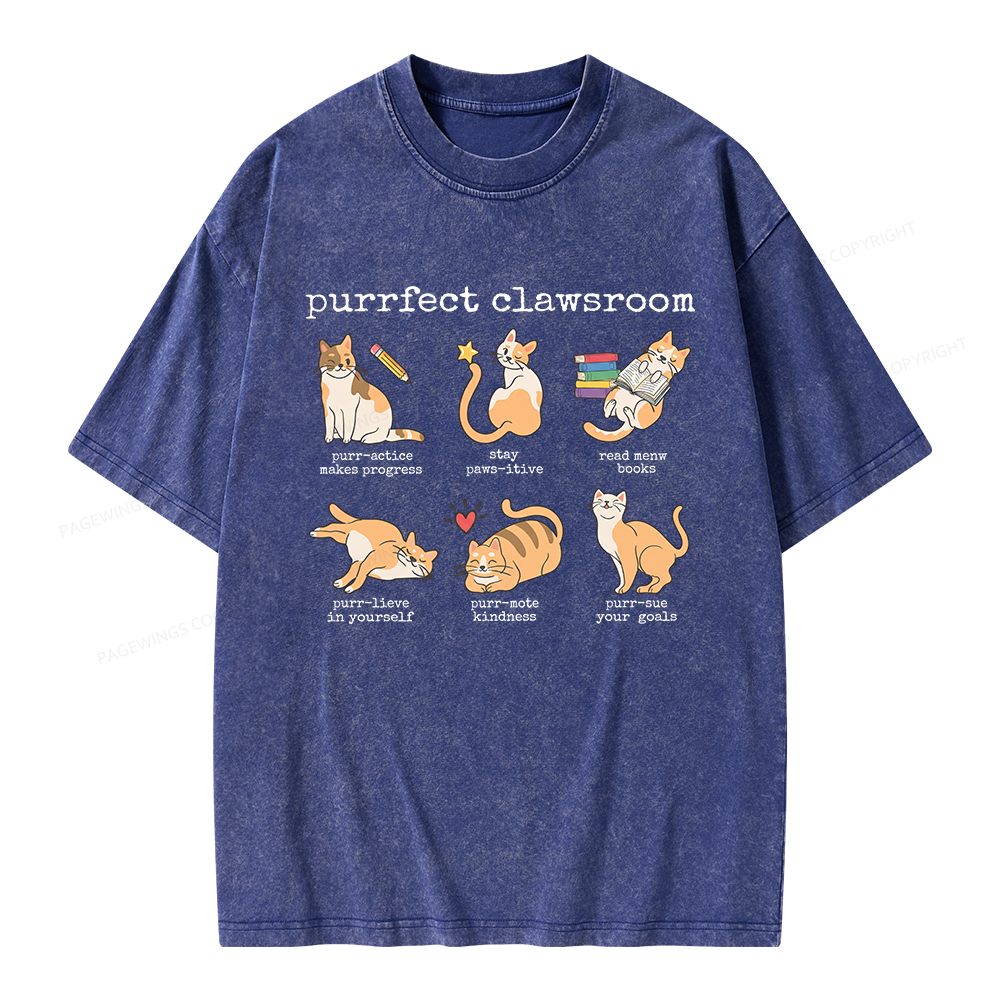 Pagewing Cat Lover Unisex Washed T-shirt