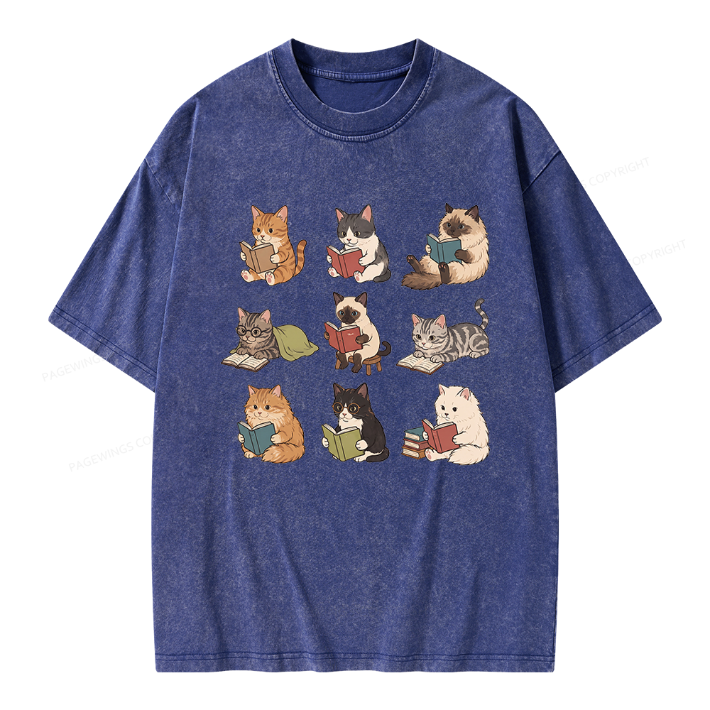 Pagewing Bookish Cat Unisex Washed T-shirt