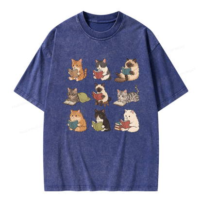 Pagewing Bookish Cat Unisex Washed T-shirt