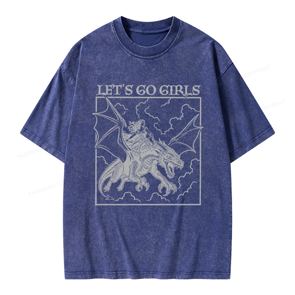 Pagewing Let's Go Girls Unisex Washed T-shirt