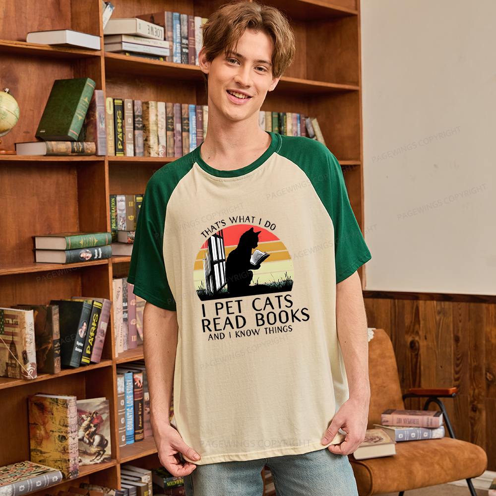 Pagewings Cat And Book Raglan T-shirt