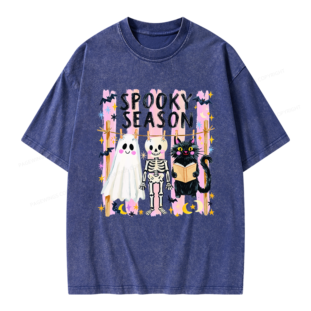 Pagewing Preppy Spooky Season Unisex Washed T-shirt