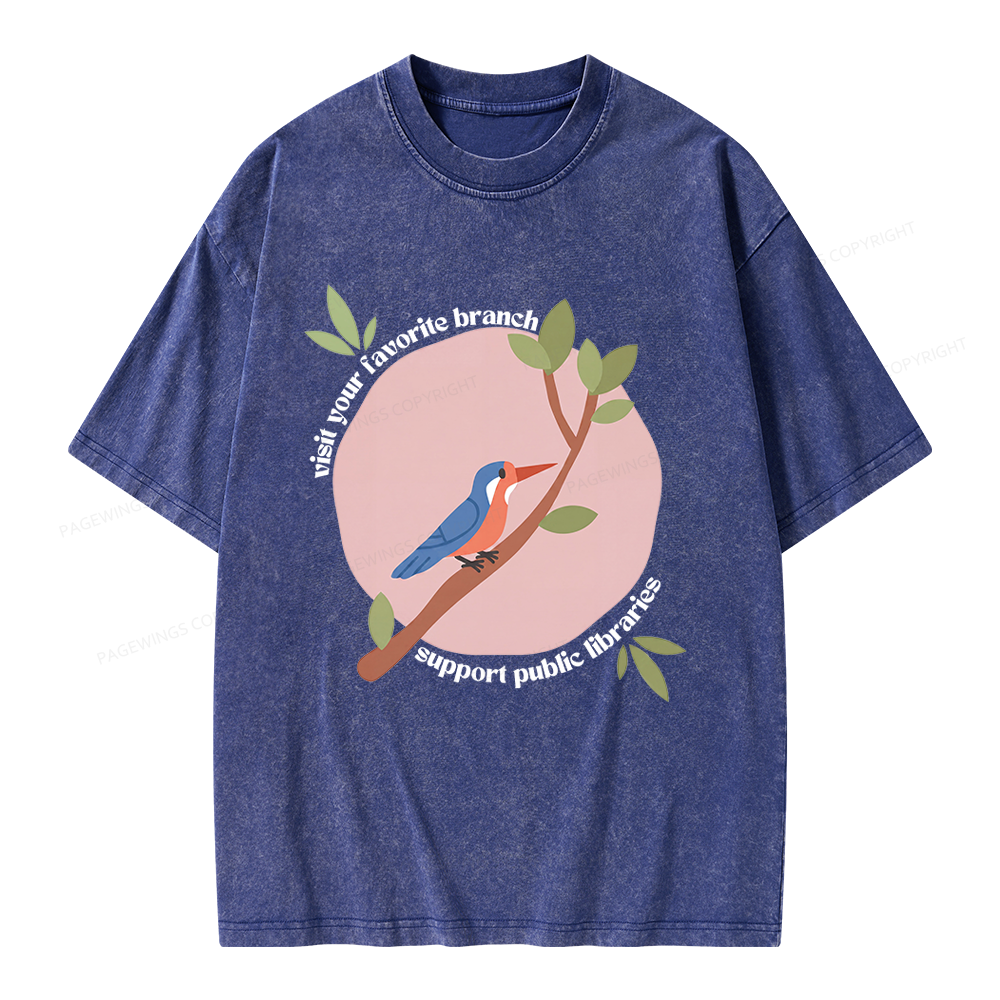 Pagewing Visit Your Favorite Branch Unisex Washed T-shirt