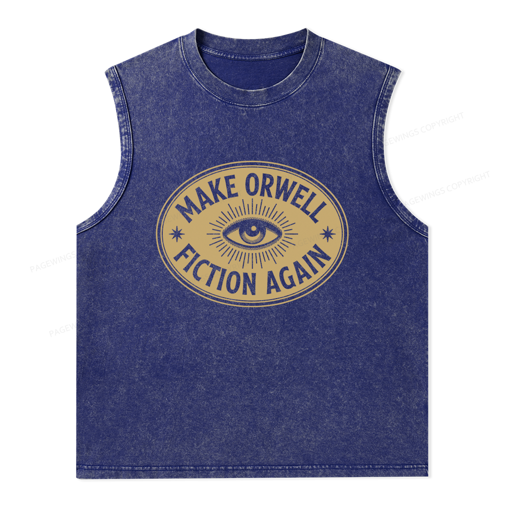 Pagewings Make Orwell Fiction Again13456 Bookish Unisex Washed Tank Top