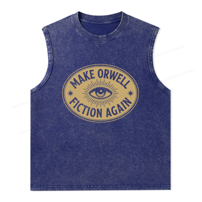 Pagewings Make Orwell Fiction Again13456 Bookish Unisex Washed Tank Top