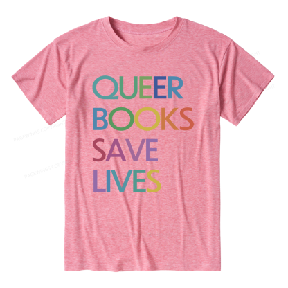 Pagewings Soft Queer Books Save Lives 11574 Bookish Unisex Heather T-Shirt