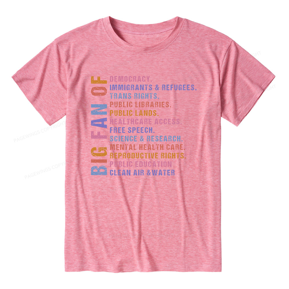 Pagewings Soft Big Fan of Human Rights 14672 Bookish Unisex Heather T-Shirt