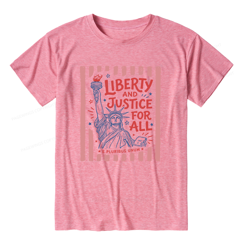 Pagewings Soft Liberty And Justice For All 15937 Bookish Unisex Heather T-Shirt