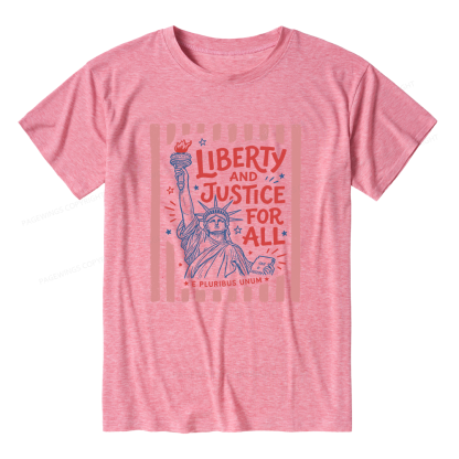 Pagewings Soft Liberty And Justice For All 15937 Bookish Unisex Heather T-Shirt